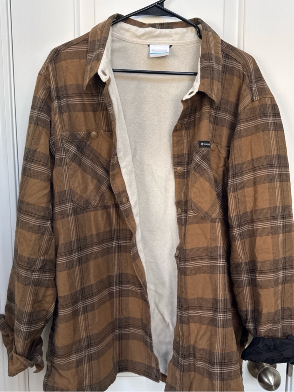 Columbia Men's Brown Plaid lightweight Sherpa-Lined shirt Jacket